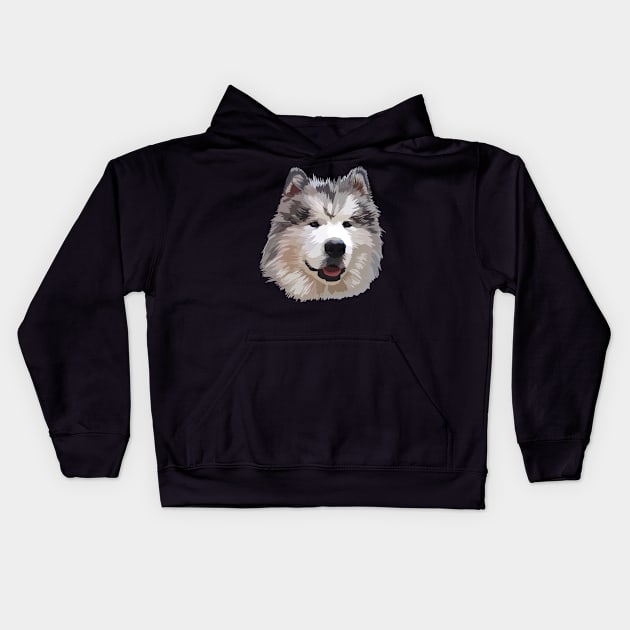 Cute Alaskan Malamute Kids Hoodie by thedailysoe